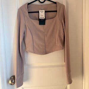 Move Theology Ribbed Fitted Crop Top with Built in Bra